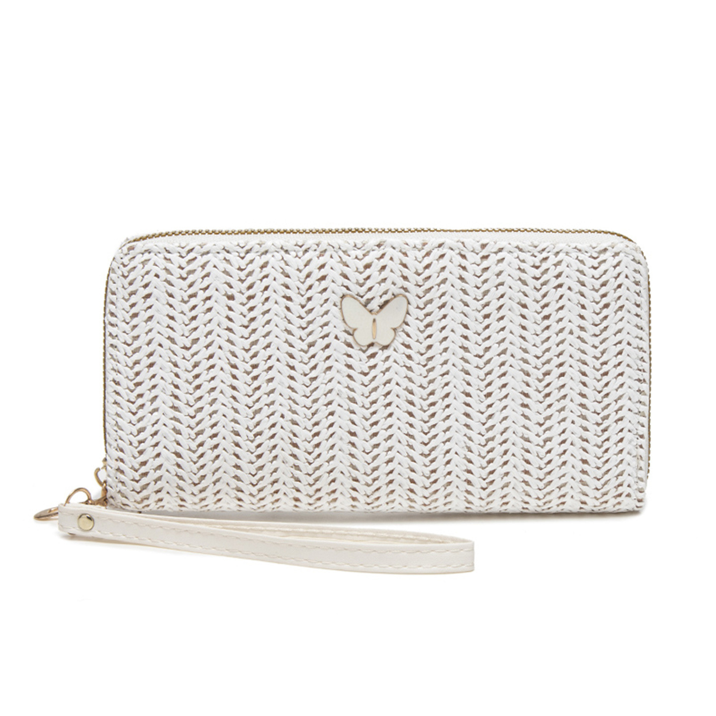 2025 otoño y invierno nuevo estilo de mariposa de paja decoración de mano bolso de cambio multicapa bolso de comercio exterior de larga dama monedero de tirón único image 11