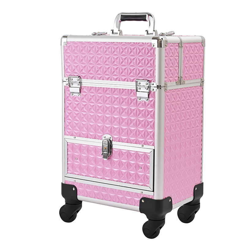 Profesional carro cosmético caso de uñas tatuaje bordado pelo caja de almacenamiento maquillaje artista Caja de Herramientas fábrica pelo liso