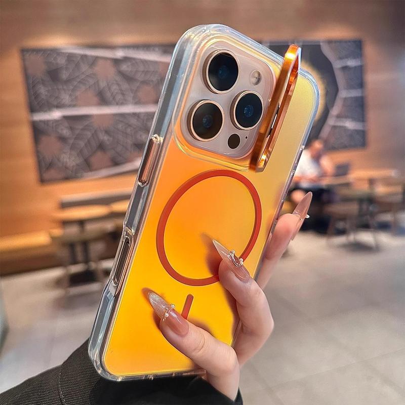 镭射渐变磁吸适用苹果iPhone17promax手机壳新款镜头支架17磨砂壳|undefined