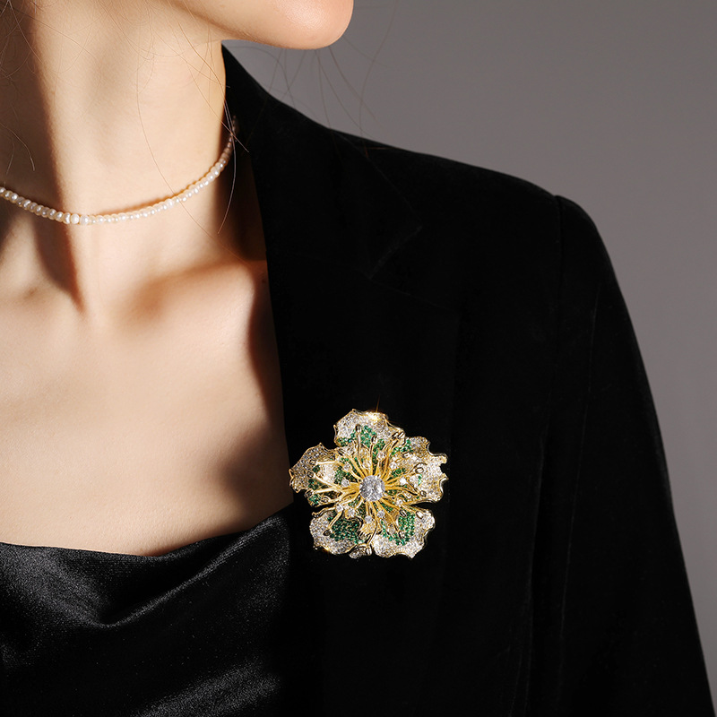 Heavy Industry Design Big Flower Brooch Original Court Style Flower Pin_voghion.com
