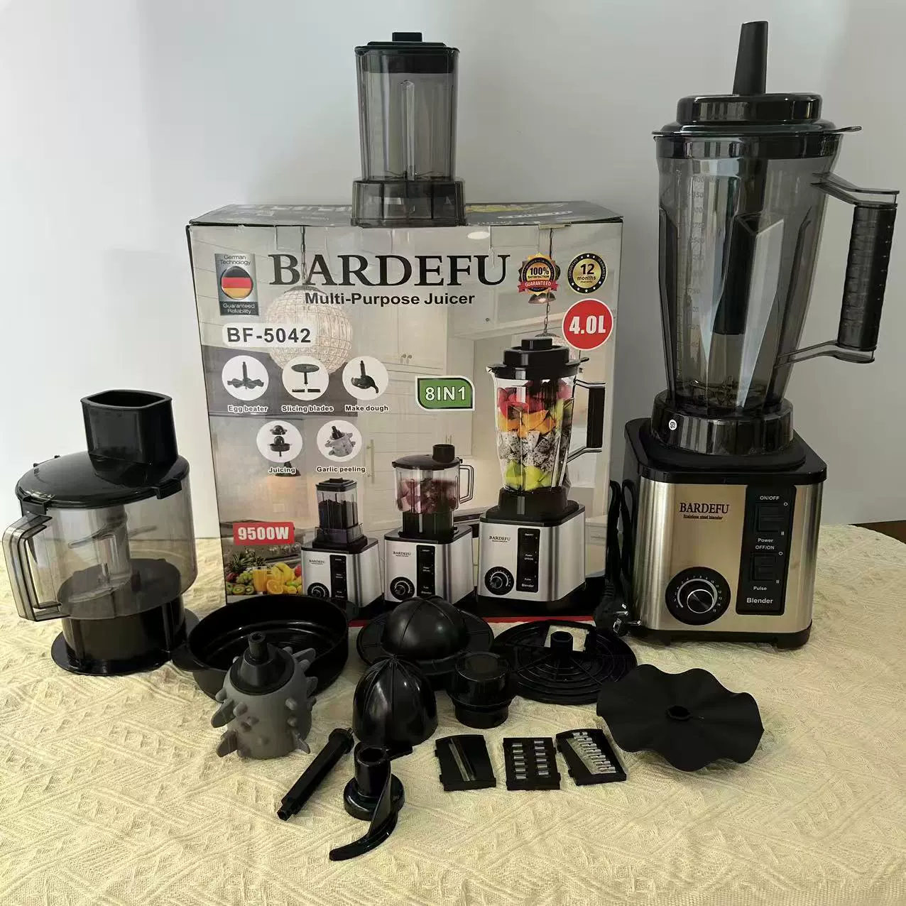Блендер BARDEFU BF-5042/BF-5082 8-в-1 многофункциональный миксер-соковыжималка, 4.0 л, функции кухонной обработки