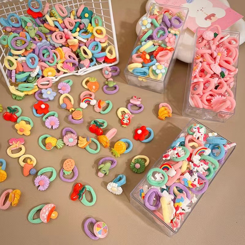 Las bandas de goma para niños no dañan el cabello, anillo de toalla de dibujos animados para bebés, alta elasticidad, cuerda para atar el cabello para niñas, banda de goma para bebés