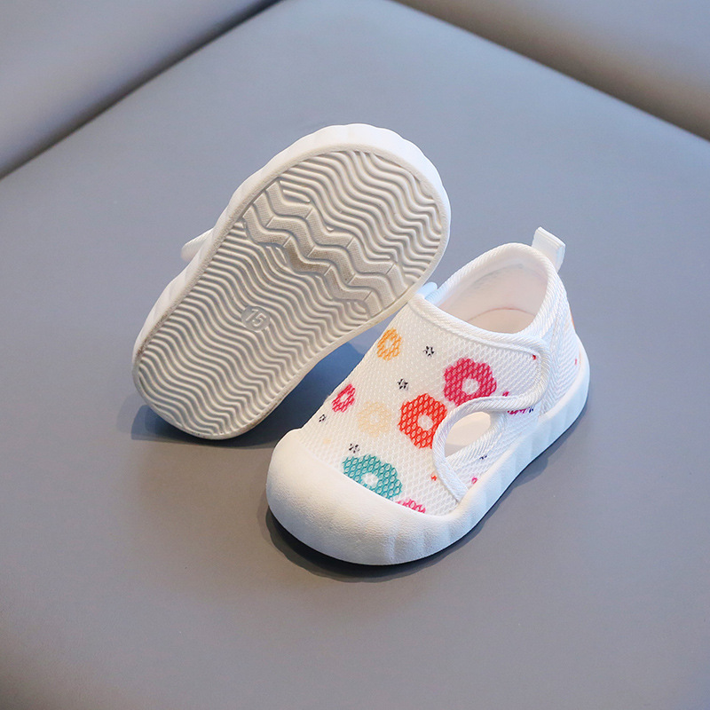 Zapatos de tela de malla para bebés primavera y otoño zapatos de una sola capa de fondo suave 1-2-3 años de edad zapatos para niños pequeños zapatos funcionales zapatos transpirables de primavera y otoño para niños