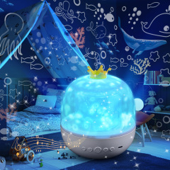 大号皇冠星空投影灯生日节日女礼物浪漫蓝牙音乐盒旋转高清小夜灯