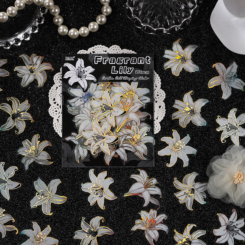 Flower Fragrant Manyuan Paquete de pegatinas de flores de bronceado tridimensional Pete impermeable Cuenta de mano transfronteriza Collage de bricolaje Material de decoración Pegatinas