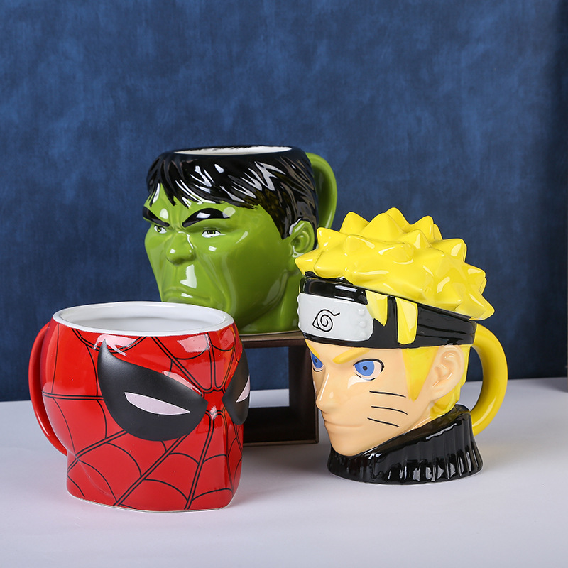 Cross-border Marvel Spider-Man cerámica taza Naruto Hokato taza de agua de gran capacidad taza de marca personalidad taza de anime Hulk