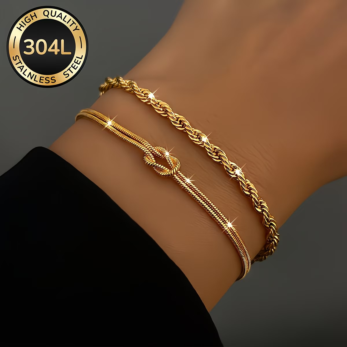 Knotted twist 2-piece set [gold ready stock] / Length: 17+5cm