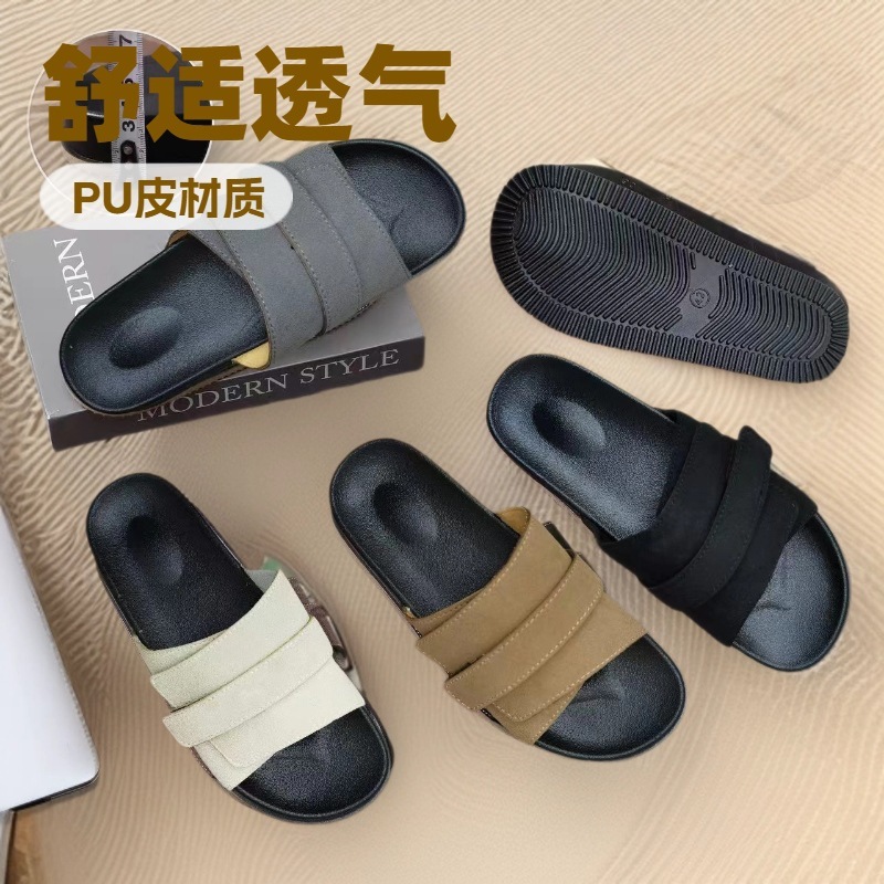 2025 新しい夏の革ベルクロメンズサンダルカジュアル多用途スリッパ家庭用屋外スリッパ卸売|undefined