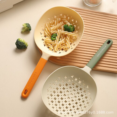 Laomian spoon kitchen silicone large leak net household long-handle anti-slip round fence draining light luxury kitchen utensils