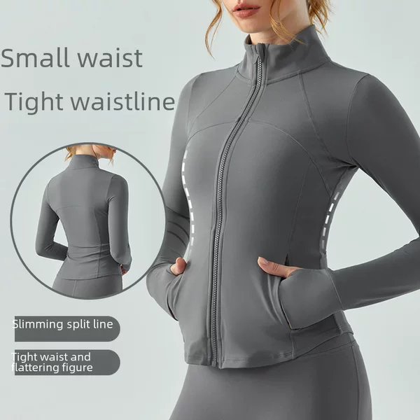 Sports Jacket Women's Autumn and Winter Naked Sense Slim-fit Slimming Zipper Yoga Suit Long-sleeved Outdoor Running Jumping Fitness Top