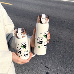 可愛熊貓卡通保溫杯便攜女生辦公室喝水杯子學生戶外隨手彈跳杯子