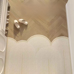Japanese-style Wabi-Sabi-inspired silk-loop cream-colored doormat with a minimalist design—perfect for entryways, hallways, or as a customizable foot mat at your doorstep.