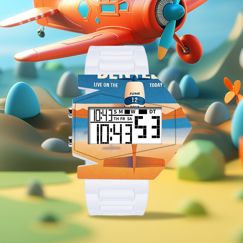 Reloj electrónico de estudiantes de escuela secundaria de moda nocturna multifuncional personalidad al aire libre alarma de avión reloj electrónico