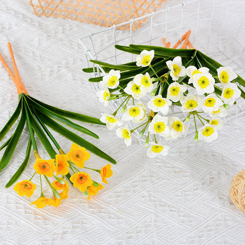 單枝水仙仿真花 洋水仙喇叭花 北歐小清新假花餐桌擺設田園風
