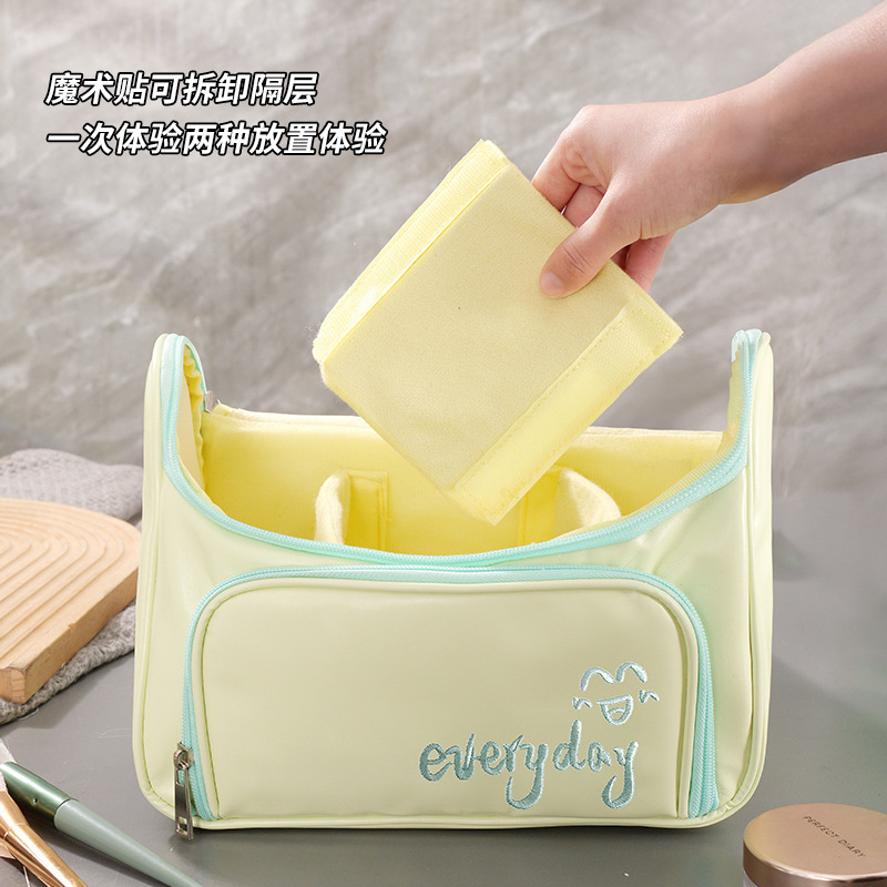 Capacious handheld cosmetic bag with bow to go out