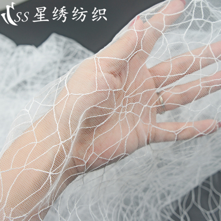新款锦纶蕾丝立体加粗织线乱网暗花提花网布时尚女装DIY网纱布料