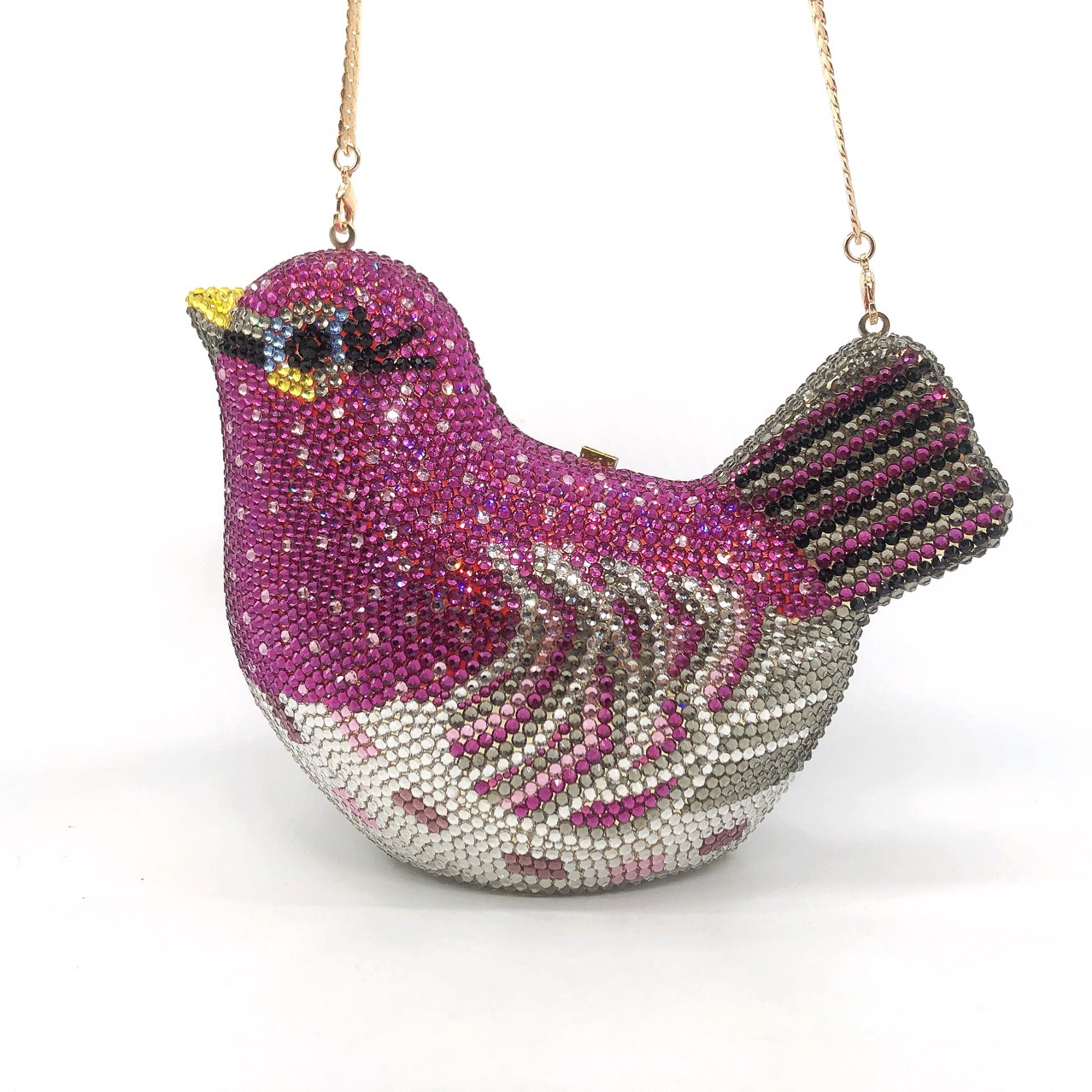 Túi clutch nữ đính đá rhinestone hình chim phong cách Âu Mỹ — Màu xanh lam