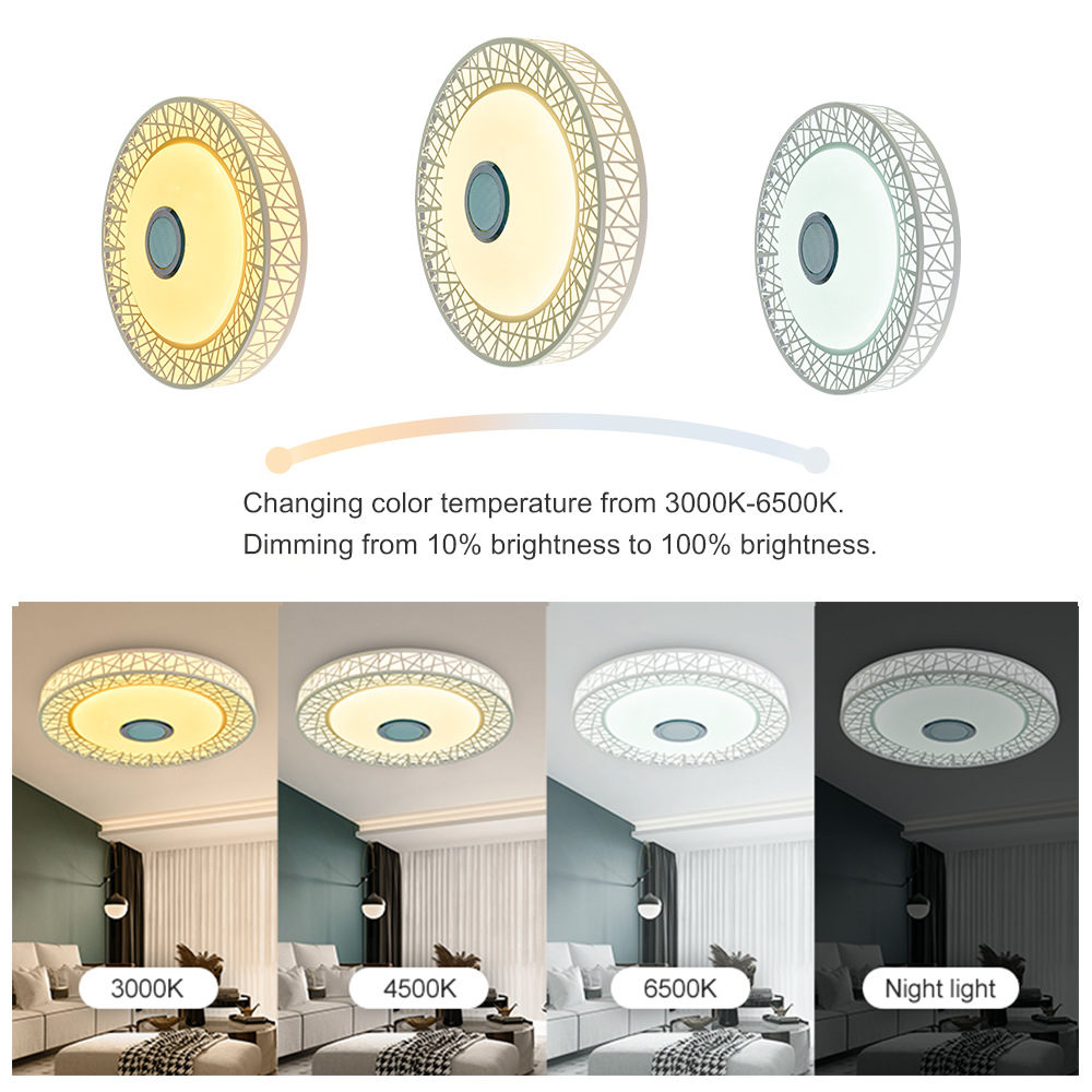 跨境直供蓝牙音乐吸顶灯幻彩追光LED智能遥控卧室灯客厅灯具批发
