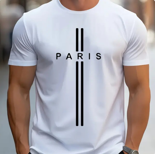 Fashion Men's T-shirt Large Silhouette Loose 3D Printing Sports And Leisure Slim-fit Crew Neck Short-sleeved T-shirt_viptrois.com