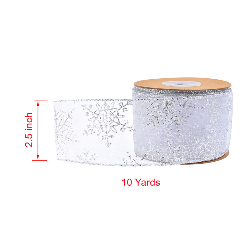 Amazon nueva decoración transfronteriza de Navidad hilada de nieve transparente pulverización de copos de nieve cinta de Navidad más alambre de 10 yardas