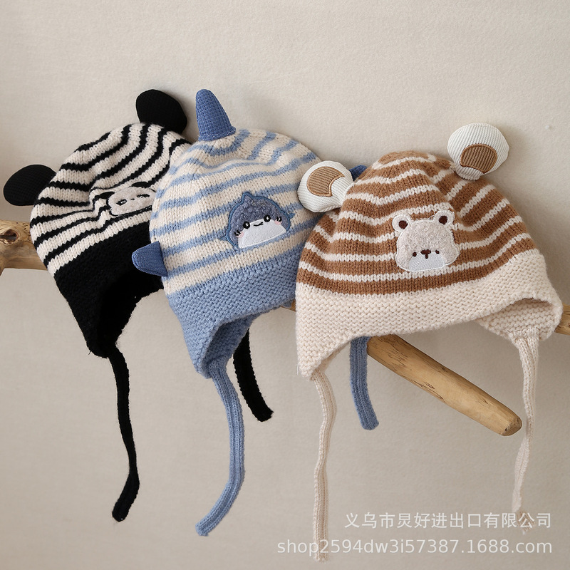 宝宝帽子冬季保暖防风毛线帽韩版婴幼儿针织套头帽冬天儿童护耳帽|undefined