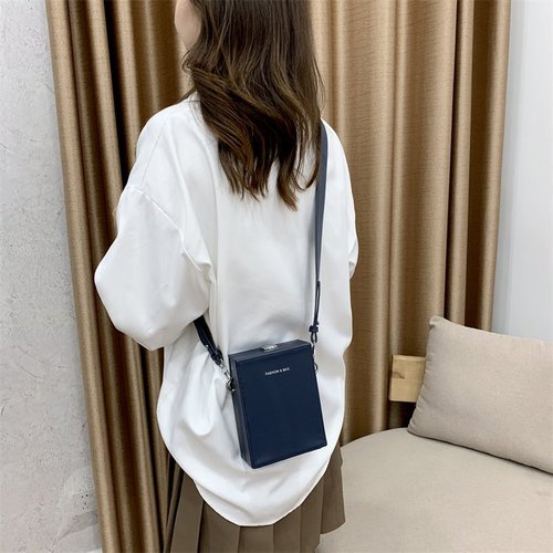 Cross-border new cross-body bag, women's casual trendy box bag, trendy brand, versatile solid color, single shoulder, cross-body mobile phone bag