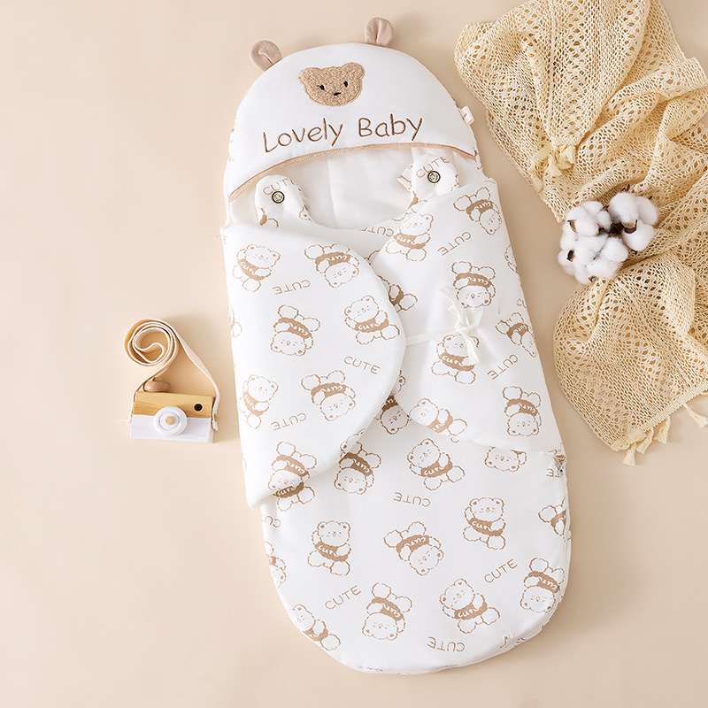 Newborn Baby Anti-Jump Sleeping Bag 350g Thickeneded Quilted Baby Quilt Newborn Swaddle Anti-Kick Quilt