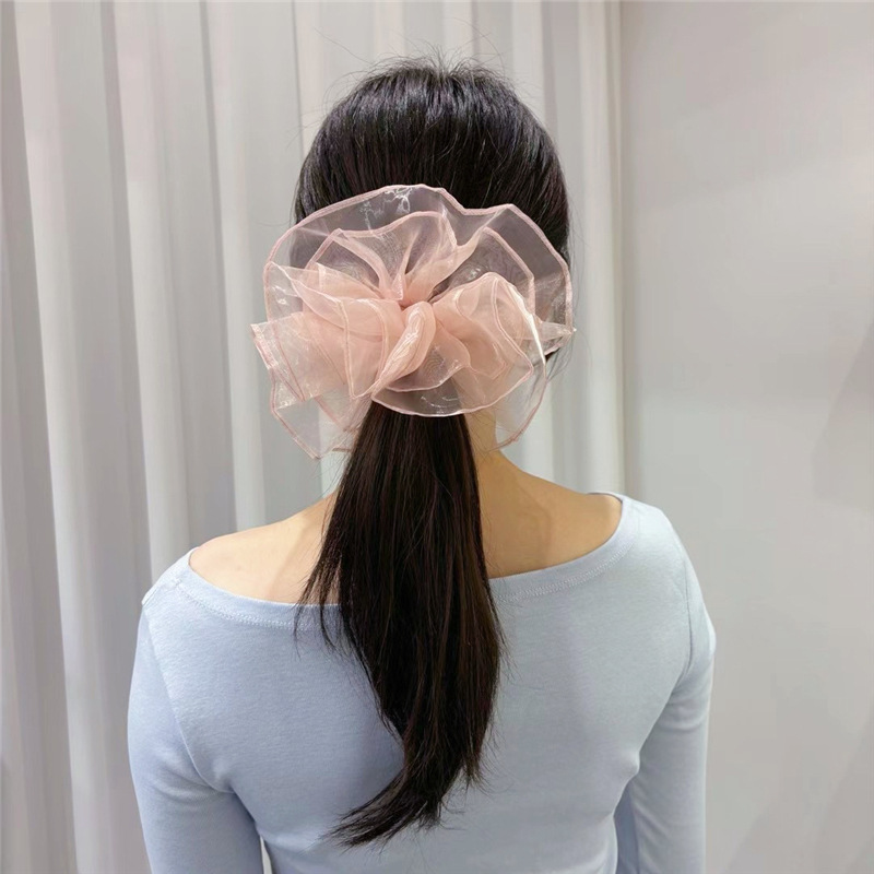 Atmosphärisches Organza Haargummi Großer Fächerförmiger Duttring_voghion.com