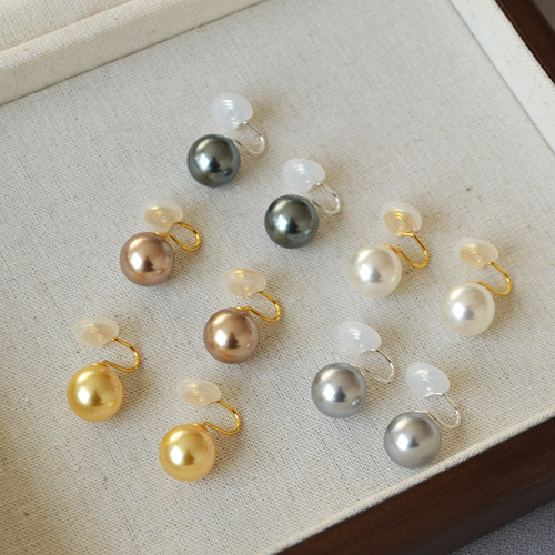 Fever-style Korean elegant high-luster round imitation Sichuan pearl mosquito coil earring clips, no ear piercing can be worn