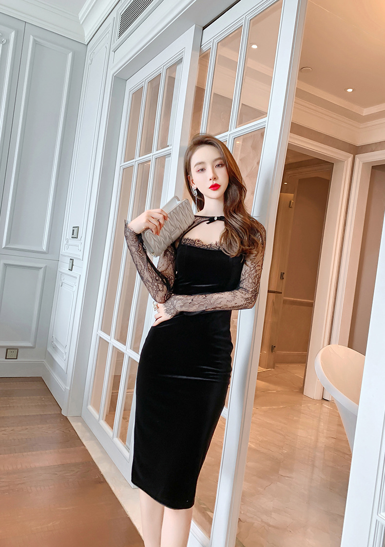B8239 980K VÁY ĐẦM LIỀN THÂN DÁNG DÀI NỮ CHOTDNG SEXY DÁNG ÔM BODY GỢI CẢM SEXY MÙA XUÂN THU ĐÔNG THỜI TRANG NỮ REN G03 SẢN PHẨM MỚI