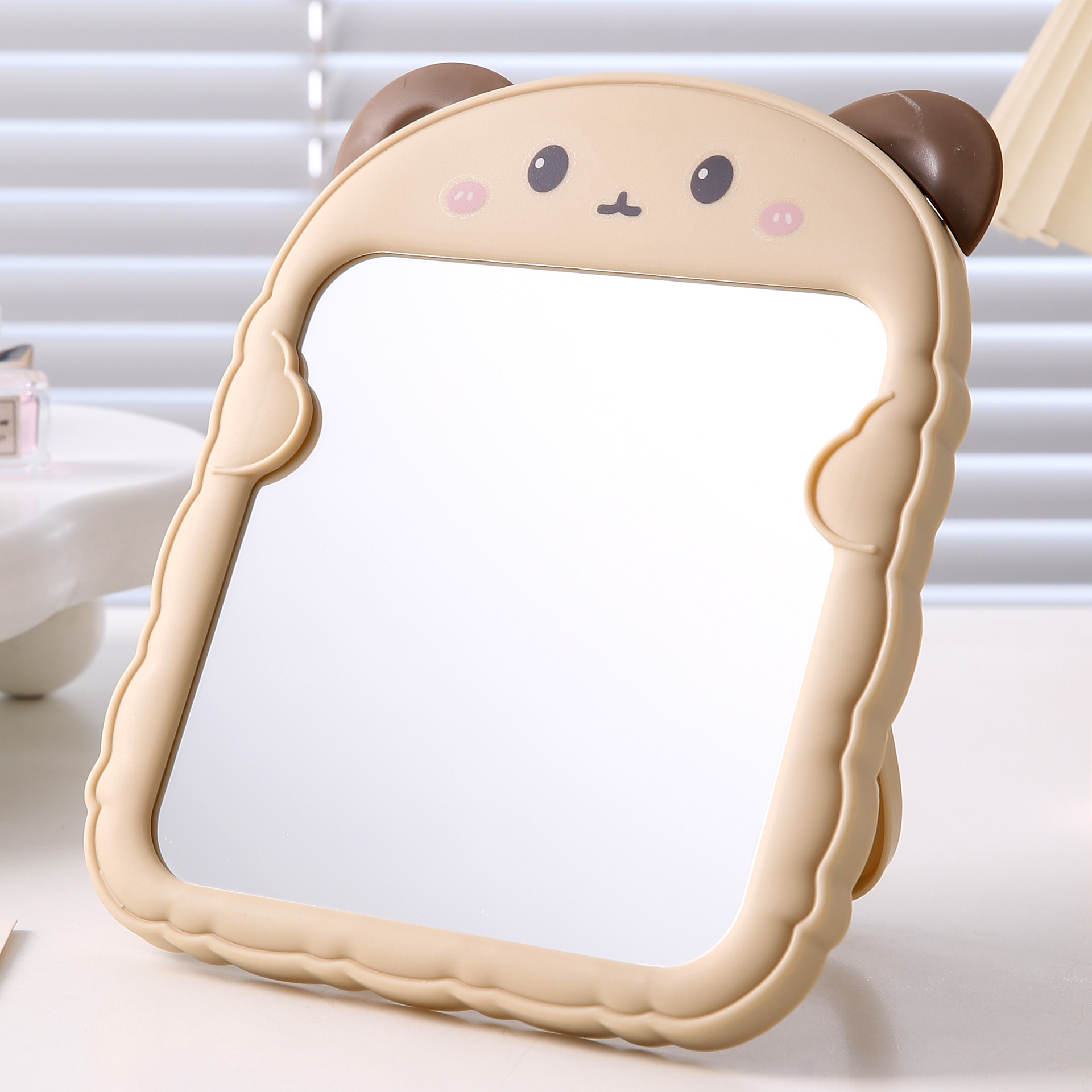 Espejo de maquillaje encantador para el hogar colgado en la pared, espejo de vestir para niños, espejo de escritorio para estudiantes de plástico plegable grande