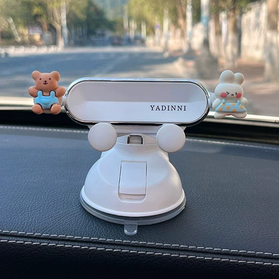 phone bracket instrument panel suction: Car phone holder - strap-bear-rabbit-white-mirror-bracket-instrument-panel-air-outlet-dual-use