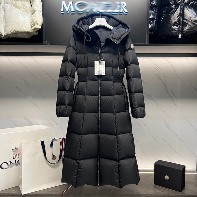 High-End New Moncler Runaway Princess Fw23 Long Hooded down Jacket for Women, Winter Waist-Cinching Thickened Over-The-Knee Coat