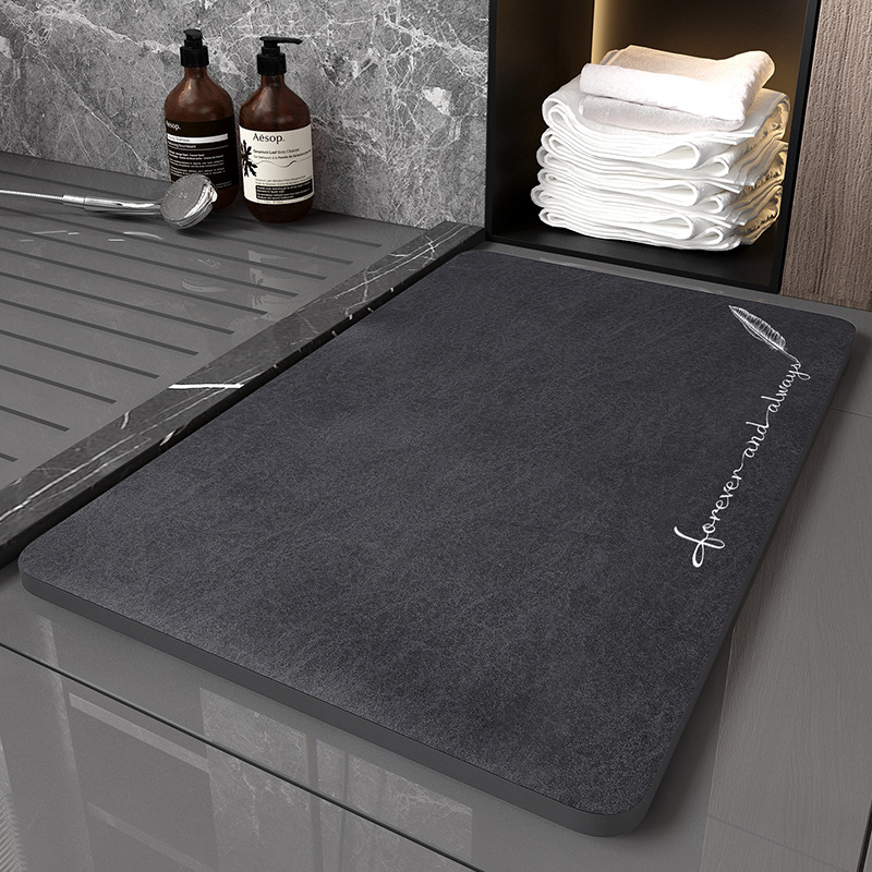 Minimal cojín de baño absorbente, alfombra de suelo antideslizante, alfombra de barro de diatomeas suave en la puerta del baño
