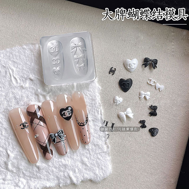 ビッグブランドのリボン型ネイルアートデコレーション高透明モールド DIY フレンチ彫刻接着剤モールド交換モデル|undefined