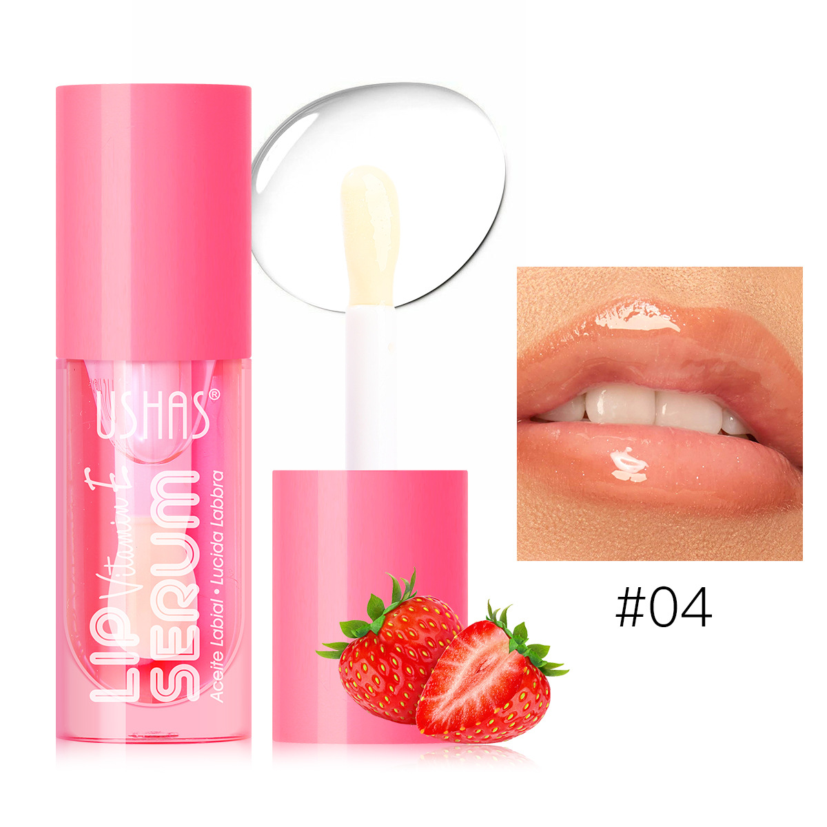 USHAS Europa y América Punto transfronterizo Venta caliente Bálsamo labial de brillo de labios de 6 colores Bálsamo labial hidratante nutritivo brillante