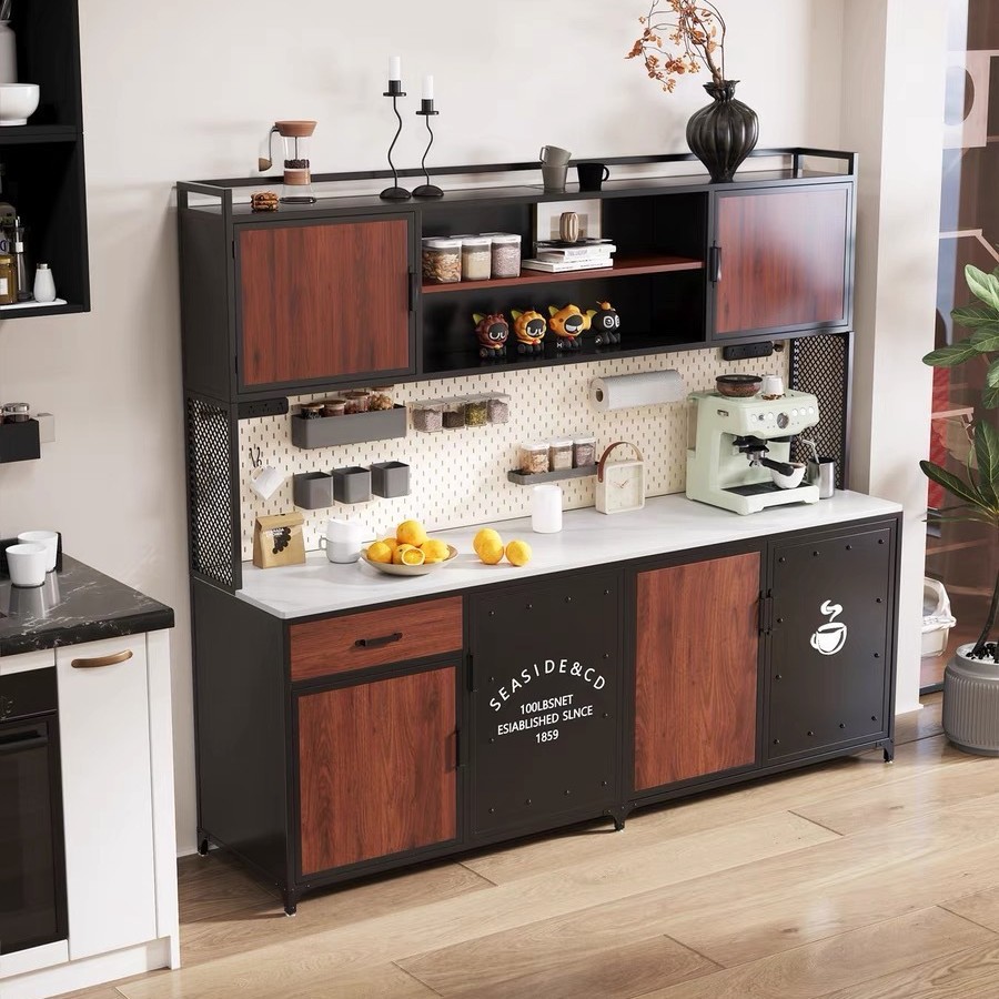 商用办公室公司茶水台餐厅厨房储物柜铁艺餐边柜咖啡茶水柜茶吧柜