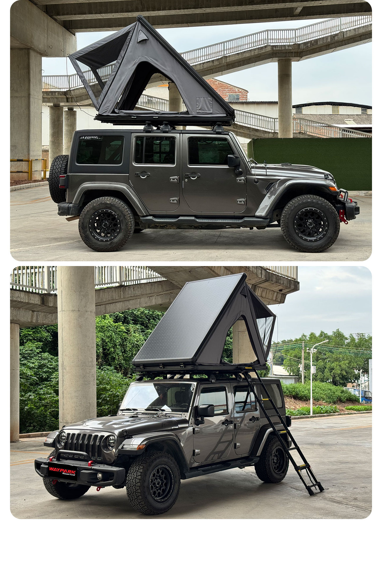 Aluminum Alloy Triangular Quick-Open Roof Tent for Outdoor Camping, Hard-Top Automatic Suv Tent, No Assembly Required