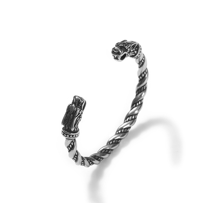 Cross-border jewelry European and American retro Nordic men's Viking faucet open bracelet jewelry factory in stock wholesale