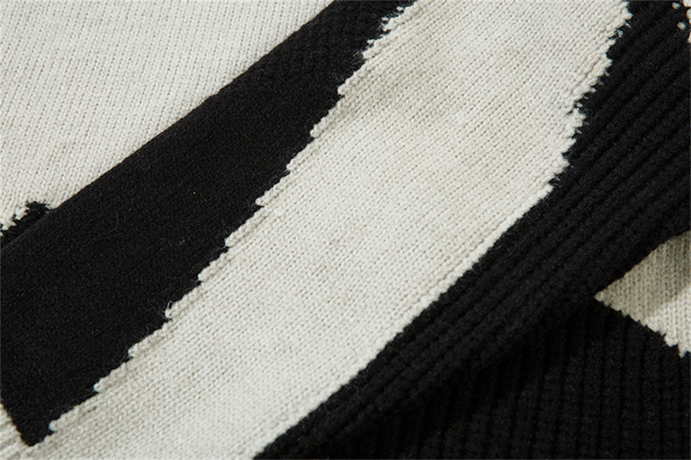Patchwork Contrast Color Irregular Turtleneck Sweater