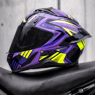 Motosiklet kaskı (dəbilqə) – riding, full-face motorcycle helmet - purple-falcon-black-tea-lens-free-clear-lens-m55-56cm