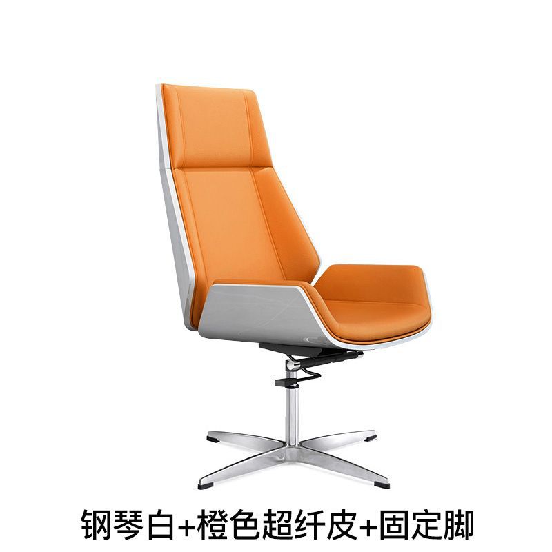 피아노 화이트 + 오렌지 극세사 가죽 + 고정발