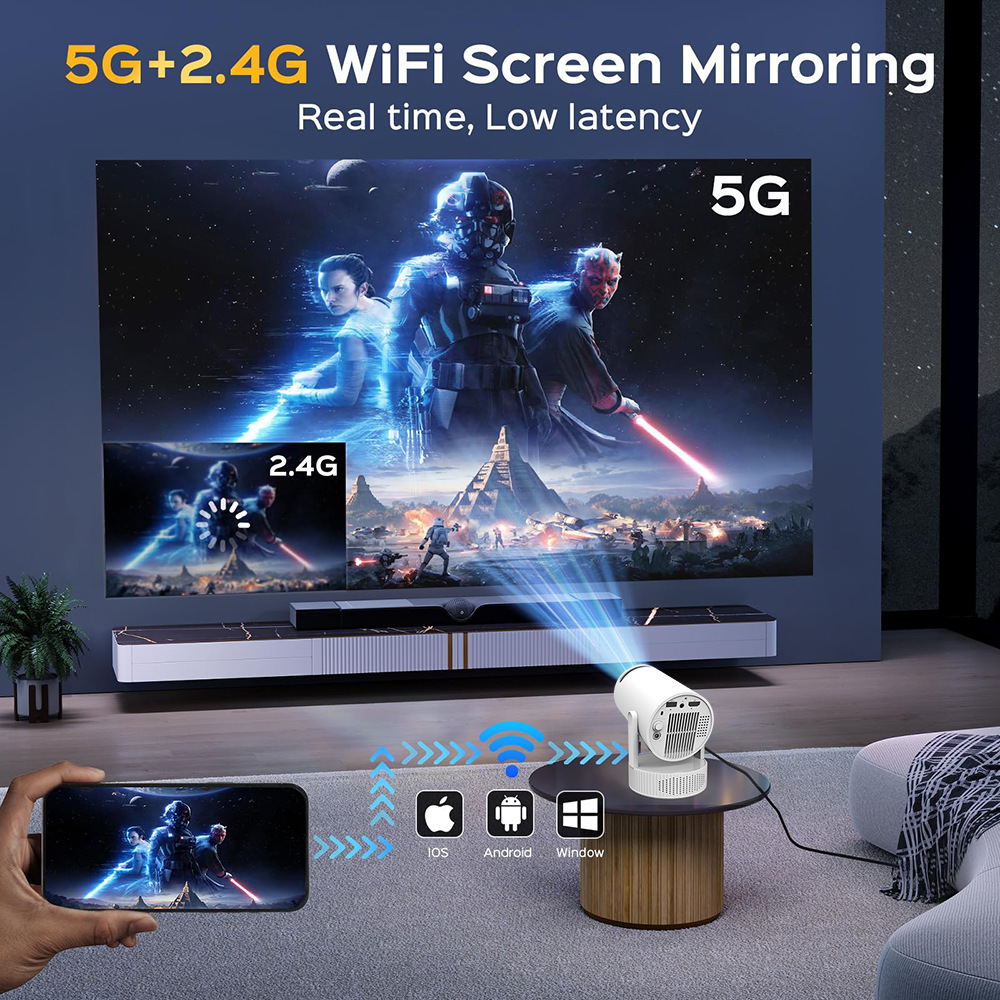 Sınır Ötesi Projektör Ev Tipi Taşınabilir HD Açık Hava Kamp Bataryalı Akıllı Telefon Ekran Yansıtma Projektör