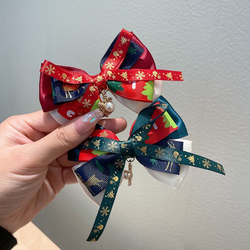 30g Weight Hair Clip Hair Accessories Type Yes Quantity Christmas Cartoon Style Kid'S Bow Knot Hair Clip