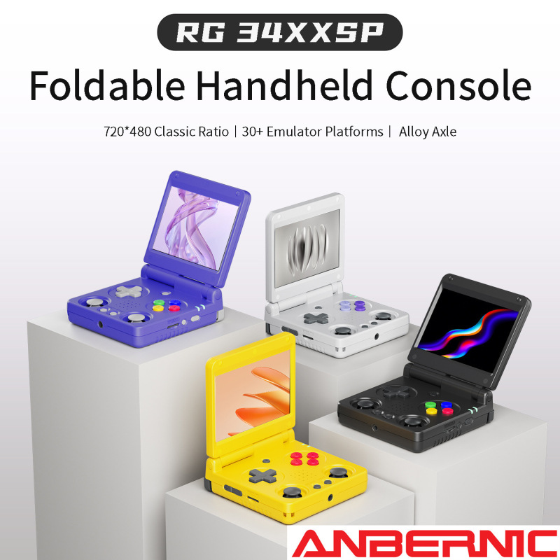 Anbernic Rg34Xxsp Dual Joystick Flip-Top Foldable Retro Handheld Game Console with a Nostalgic Style