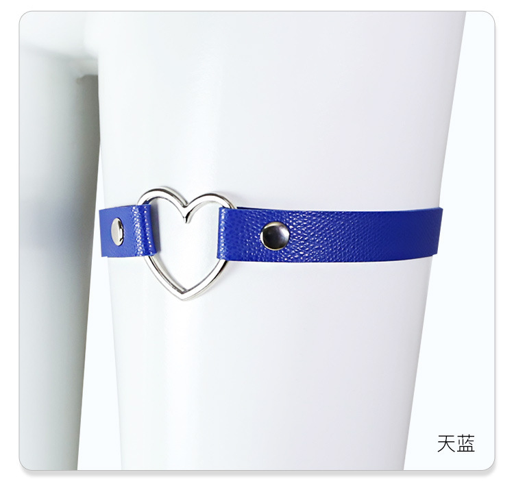 Jiuai SM Traction Collar and Leg Ring Set with Heart Silicone Accent, Black PU Leather — detail image 9