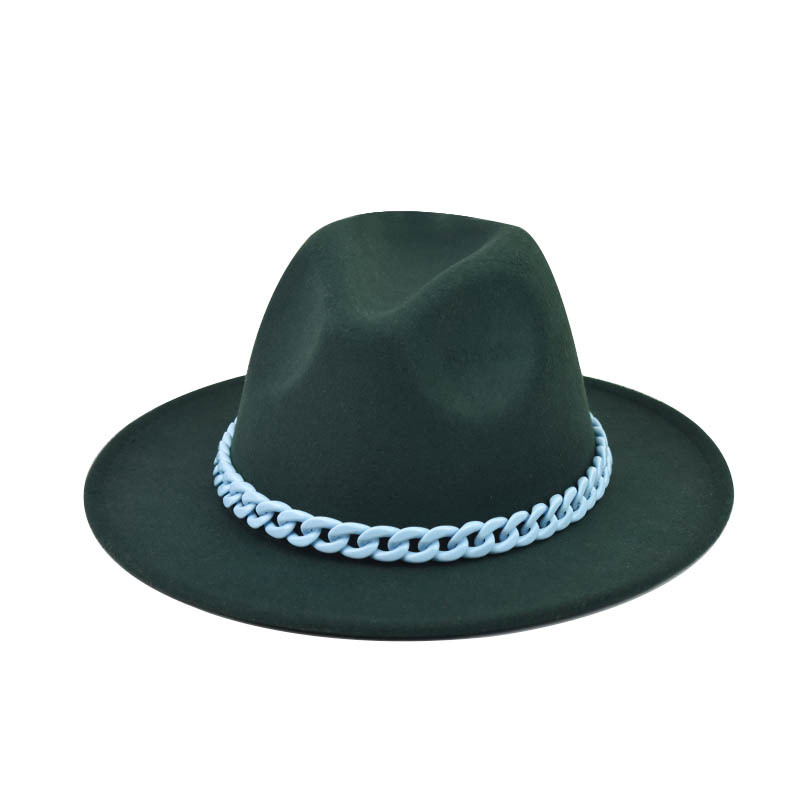 Comercio exterior transfronterizo engrosado padre-hijo Four Seasons Cadena naranja sombrero de lana cadena sombrero de fieltro de ala grande sombrero de copa plana