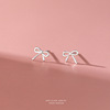 S999 Silver earrings Korean Edition fresh Hollow bow Ear Studs Foot Silver Earrings lovely line Conserve Pierced ears