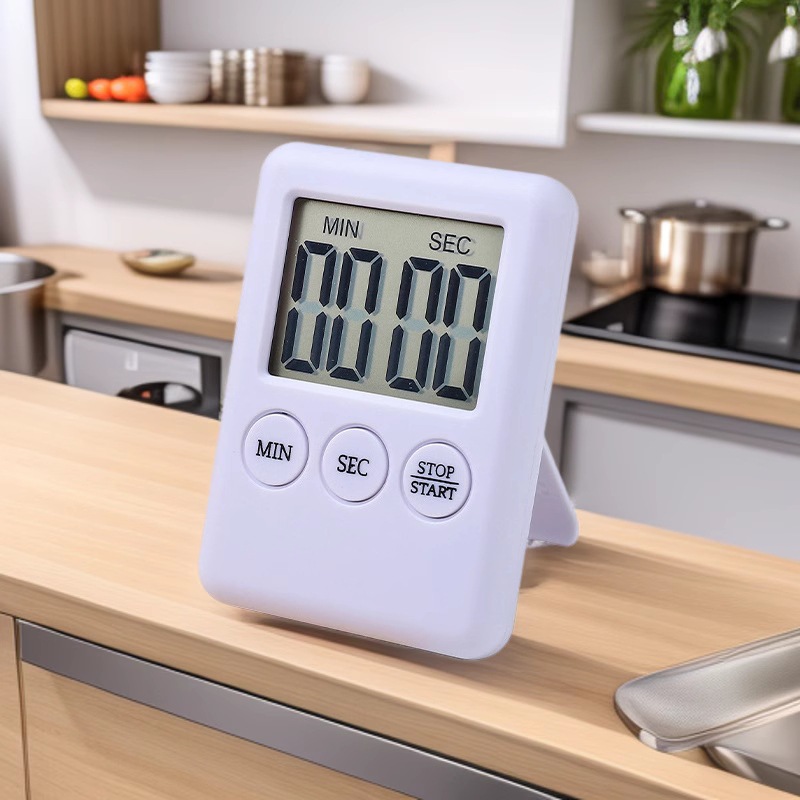 简约厨房烹饪薄方形数字电子计时器 厨房定时器 带支架磁铁冰箱贴