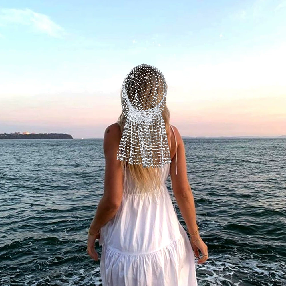 Самая популярная сетчатая эластичная шляпа с бриллиантами на Amazon, головной убор, парикмахерский платок, пиратская шляпа со стразами, аксессуары